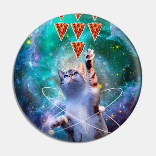 Space Galaxy Cat Eating Pizza Pin