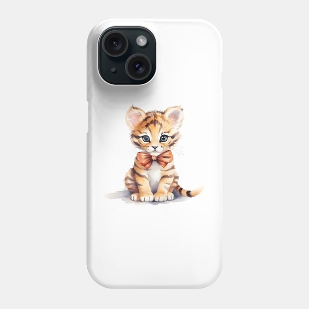 Bengal Tiger Wearing Bow Phone Case by Chromatic Fusion Studio