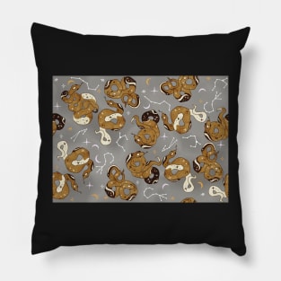 Celestial Pythons on Stormy Gray Pillow