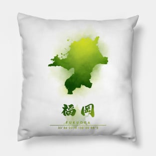 Fukuoka Watercolor Map Pillow