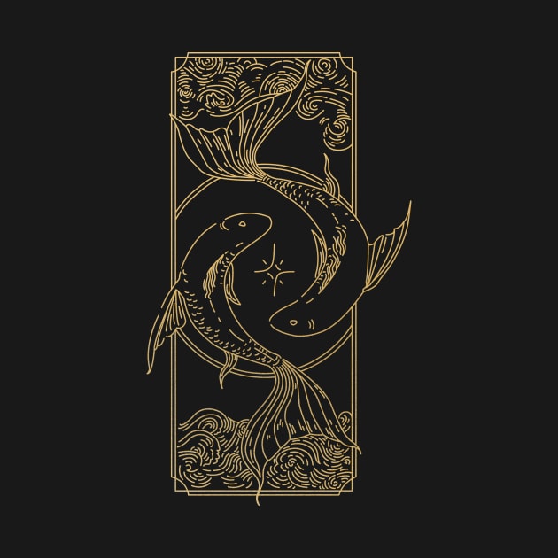 Pisces - Gold Zodiac by Art Consulate