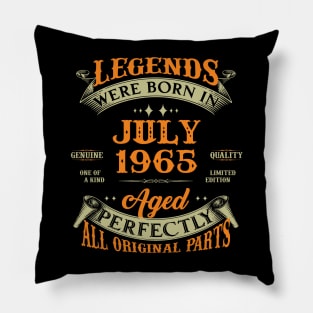 58th Birthday Gift Legends Born In July 1965 58 Years Old Pillow