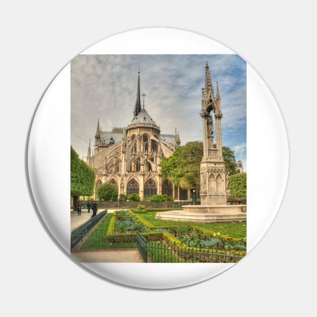 Notre Dame with Garden & Fountain Pin by Michaelm43