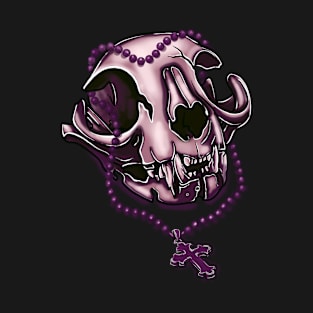 Pink skull cat and crucifix T-Shirt