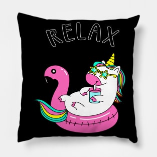 Relaxing Unicorn funny Chilling in Pool Pillow