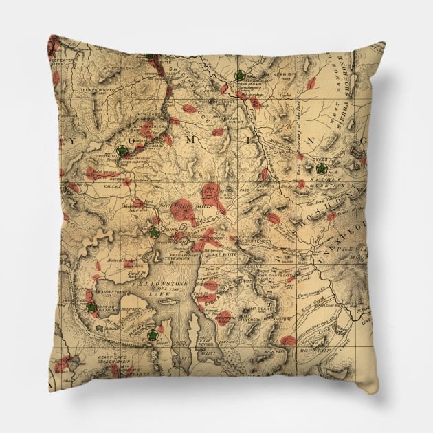 Yellowstone Vintage Map retro Pillow by SpaceWiz95