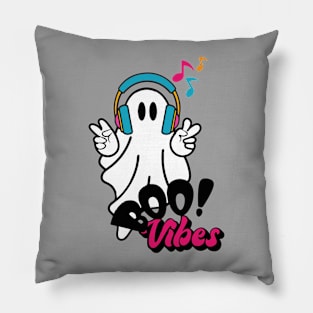 Boo vibes! Cute and cool ghost listening to music. Pillow