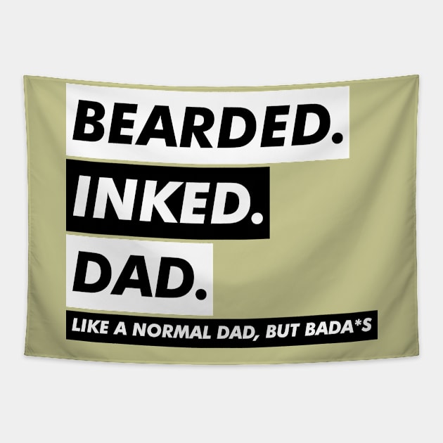 BEARDED INKED DAD Tapestry by VanTees