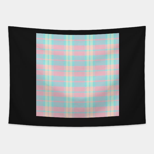 Pastel Aesthetic Daviana 1 Hand Drawn Textured Plaid Pattern Tapestry by GenAumonier