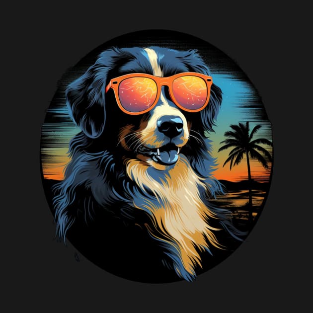 Retro Wave Australian Shepherd Dog Shirt by Miami Neon Designs