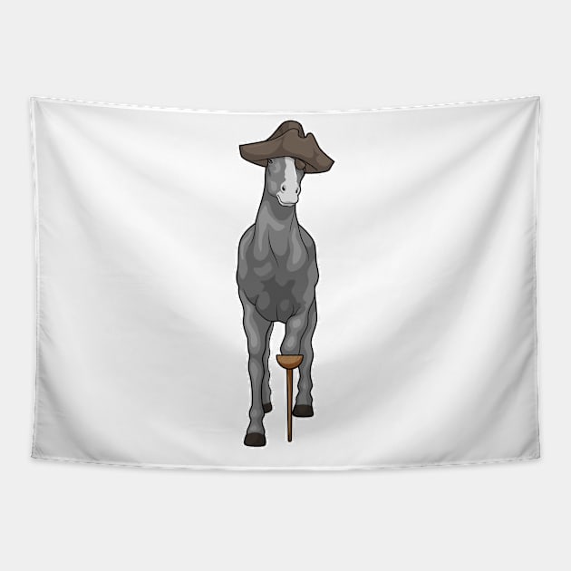 Horse Pirate Wooden leg Tapestry by Markus Schnabel