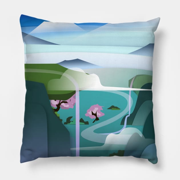 Abstract landscape Pillow by SYnergization