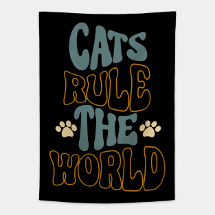 Cats Rule The World Retro Tapestry