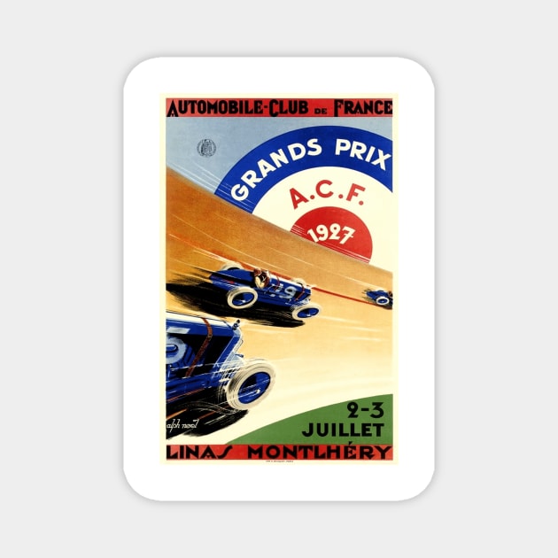 1927 French Grand Prix - Vintage Poster Design Magnet by Naves