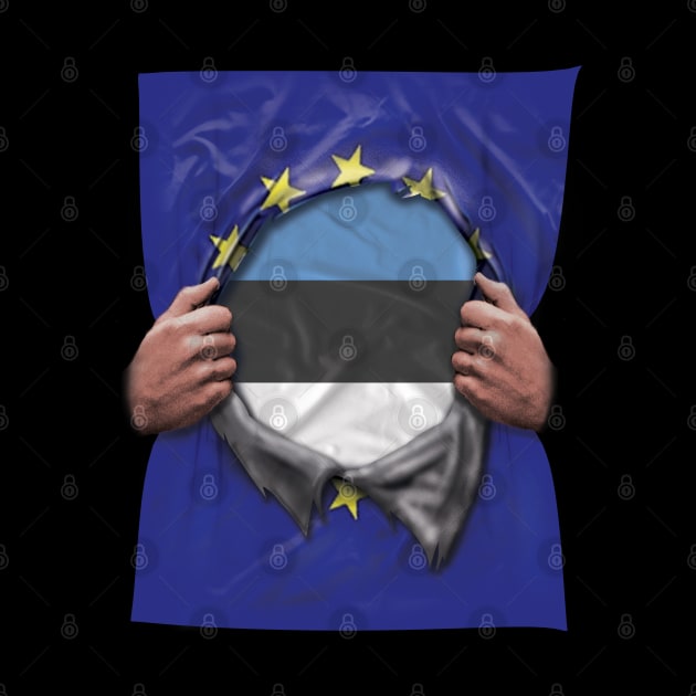 Estonia Flag European Union Flag Ripped Open - Gift for Estonian From Estonia by Country Flags
