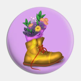 Flowers in a shoe Pin