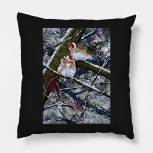 Goldfinches in winter Pillow