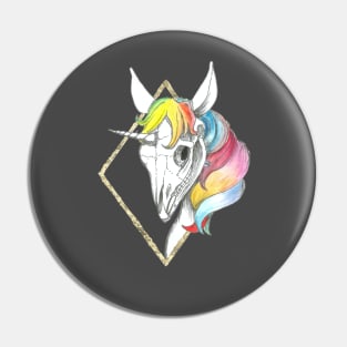 Rainbow Unicorn Skull Pin