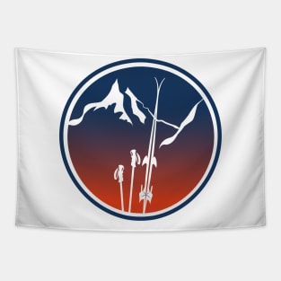 Ski and mountain gradient color Tapestry