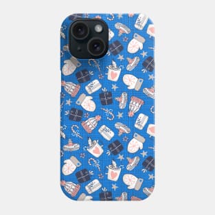 Cute Winter Objects in Blue Phone Case