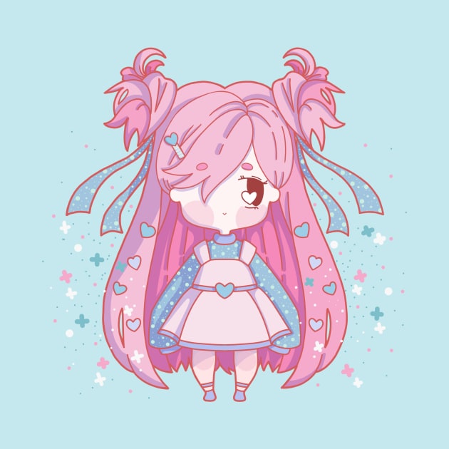 Chibi Girl With Pink Hair by HananehDraws