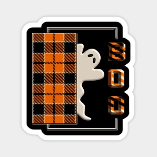 Boo Ghost 3D Halloween tridimensional behind door twill orange black beige cute trendy 310 Magnet