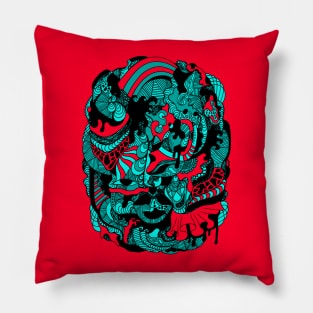 Turqred Abstract Wave of Thoughts No 2 Pillow