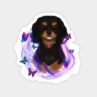 Magical Cavalier King Charles Spaniel and Butterflies, Black and Tan Magnet