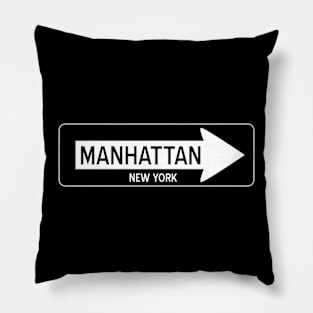 Manhattan New York One Way Sign Pillow