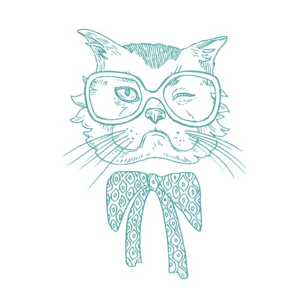 Cat wink with glases and bowties by Ginstore