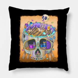 Skeleton Relaxing Day Off - Día De Los Muertos - Vacation Mode - Cute Skeleton Pillow