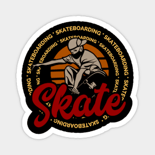 Skateboardingg circle orange Magnet