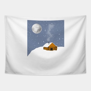 Cozy Winter Cabin Tapestry