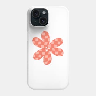 Checker Board Flower - coral and peach Phone Case