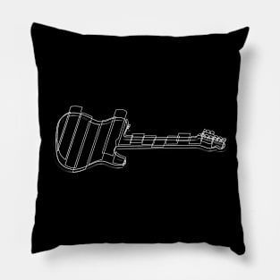 White line art guitar art Pillow