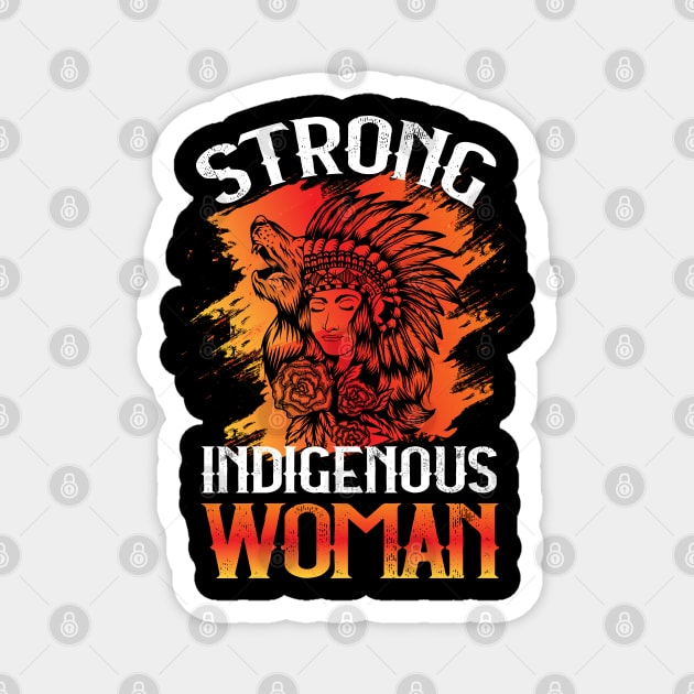 Indigenous Woman Tribal Art Design Indian Chief Headdress Magnet by Irene Koh Studio