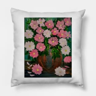 lovely color combination in this bouquet of flowers in a metallic copper vase Pillow