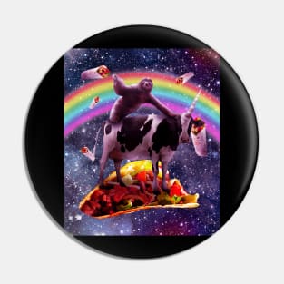 Space Sloth Riding Cow Unicorn - Taco & Burrito Pin