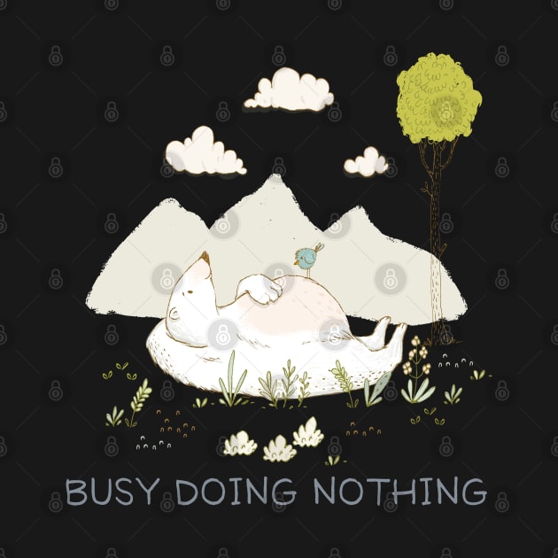 Busy doing nothing - Polar bear dreaming - Pastel whimsical art by Alice_creates