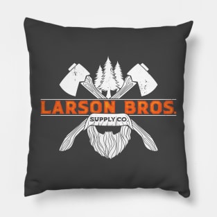 Larson Bros AxeBeard Logo - White Pillow