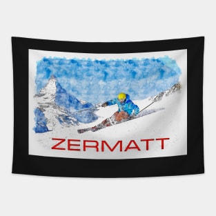 Zermat, Switzerland, Ski Poster Tapestry