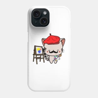 Funny tabby cat is a painter Phone Case