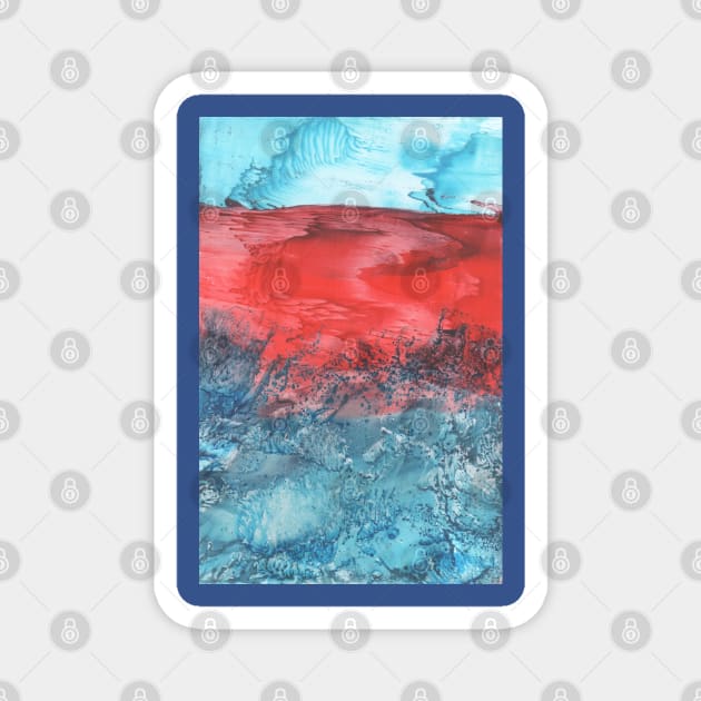 Abstract seascape, nature. Encaustic wax art. Painting drawing Magnet by grafinya