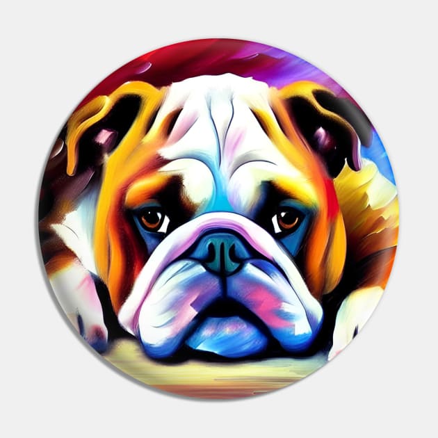 English Bulldog at Rest Pin by ArtistsQuest
