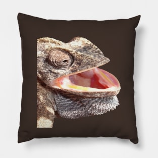 Geeky Chameleon Close Up Photograph Vector Cut Out Pillow