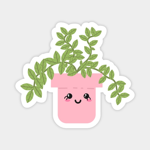 Kawaii plant vase Magnet by rachelaranha