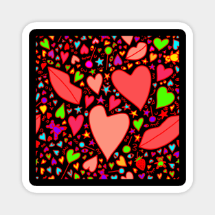 Love bright hearts kiss Magnet