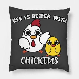 Life Is Better with Chickens Cartoon Funny Hen Pillow