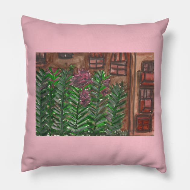 City Flowers Pillow by Mila-Ola_Art