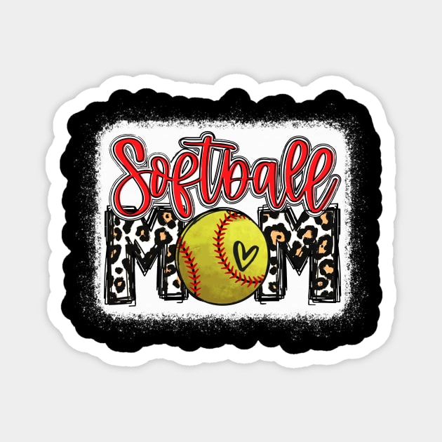 Softball Mom Leopard Shirt Softball Mom Magnet by Wonder man 